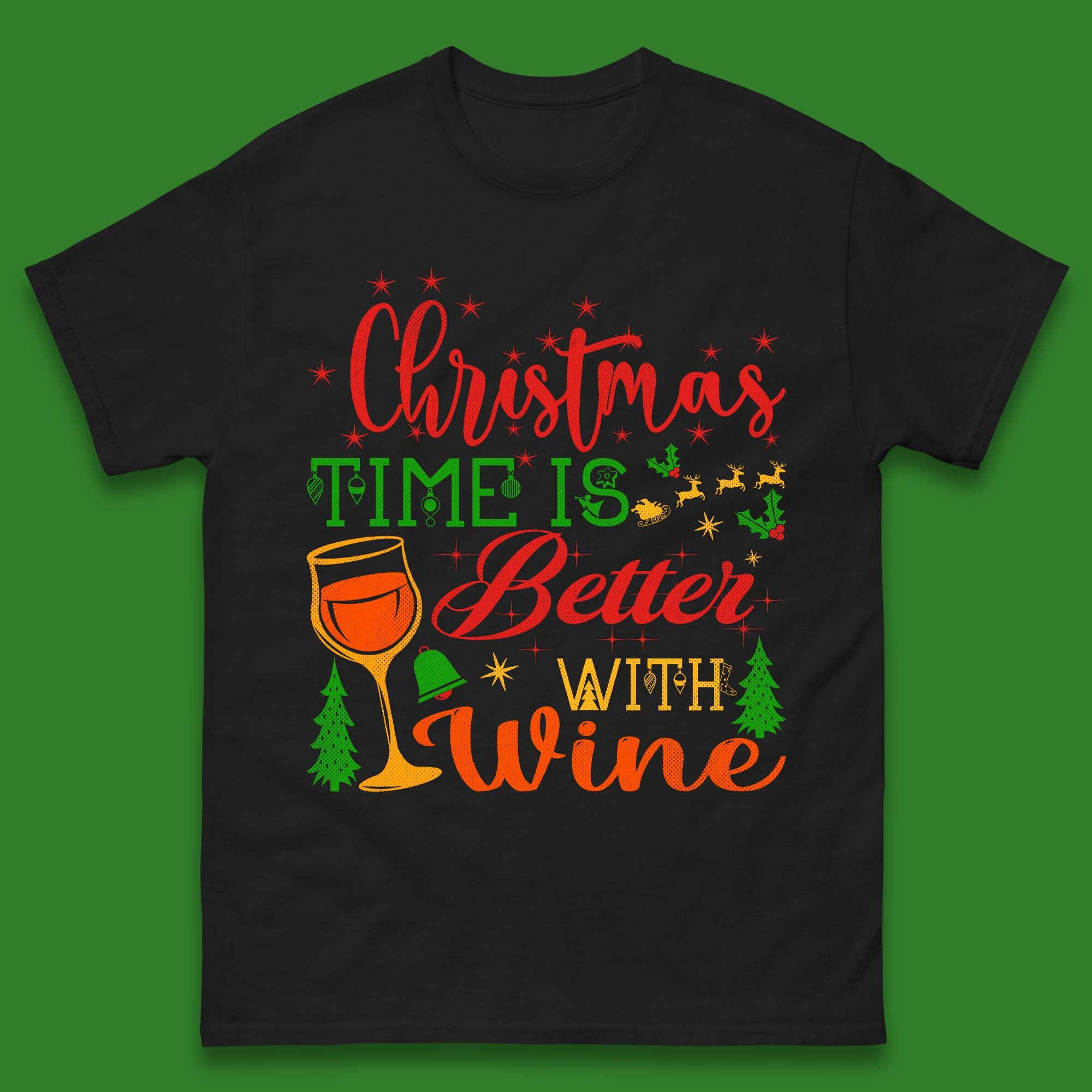 Christmas Wine Mens T-Shirt Womens Tops Tees 4XL