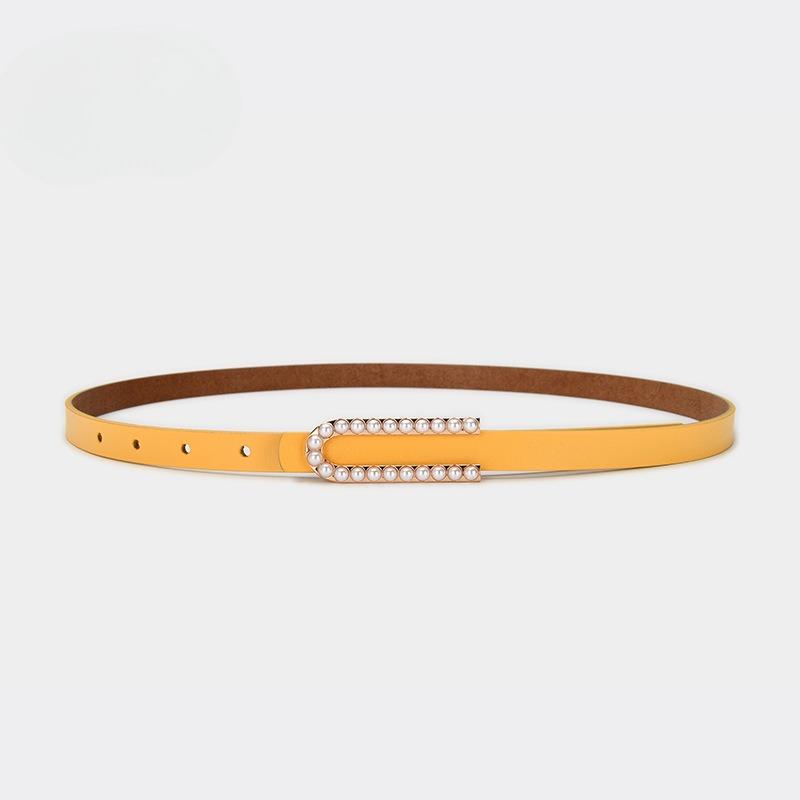 

Студенческий женский тонкий ремень U-образная пряжка жемчуг натуральная кожа ремень с юбкой модный ретро джинсы с ремнем из воловьей кожи 105cm