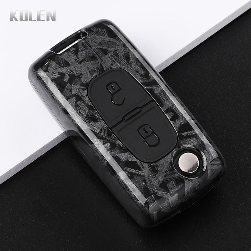 Abs Carbon Fiber Style Car Key Case Cover For Peugeot 107 207 307 308 407 607 3008 5008 For Citroen Xsara Picasso C5 C6 C8 Fob