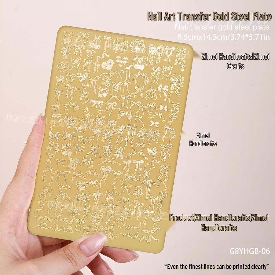 Gold 2025 Bowknot Floral Nail Stamping Plate