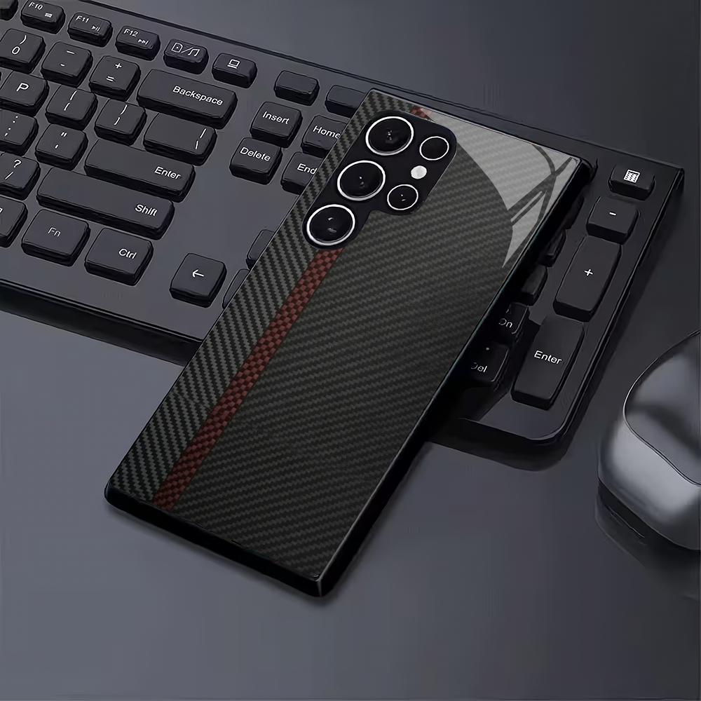 Custodia per telefono in vetro temperato con motivo texturizzato adatta per Samsung Galaxy S26 S25 S24 S23 S22 S20 FE/Ultra/Plus cover posteriore anti-caduta
