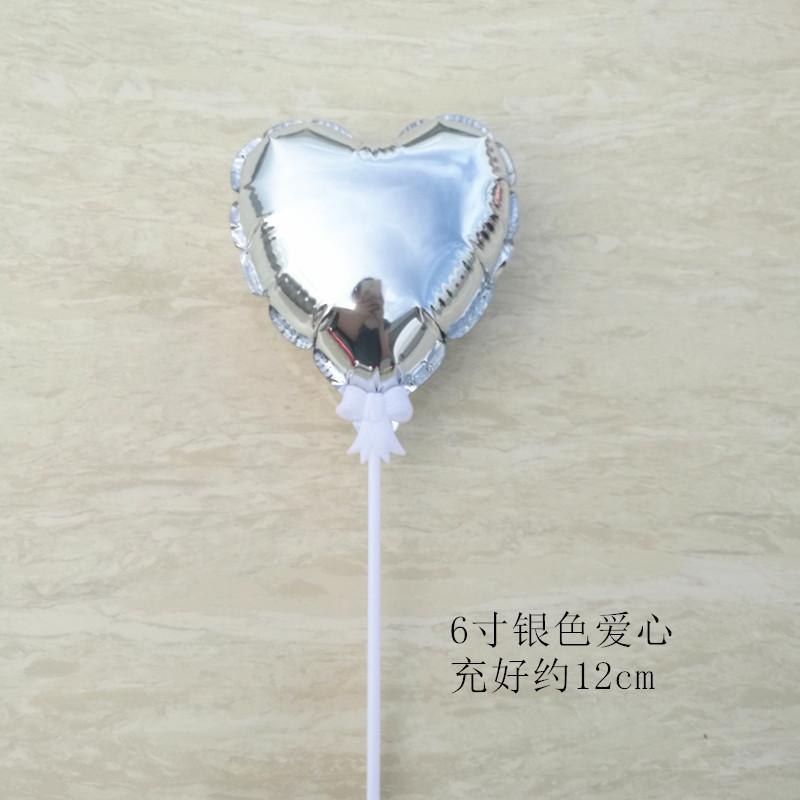 5inch Self-inflating Foil Balloons Cake Toppers With Plastic Stick Heart Shaped Cake Decor Wedding Birthday Party Cake Supplies