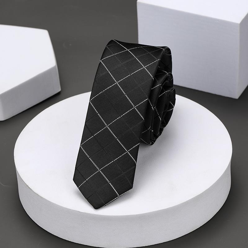 Version Coréenne Décontractée 5cm Hommes et Femmes Robe d'Affaires Marié Mariage Rayure Main Travail Étroit Paresseux Couleur Unie Cravate
