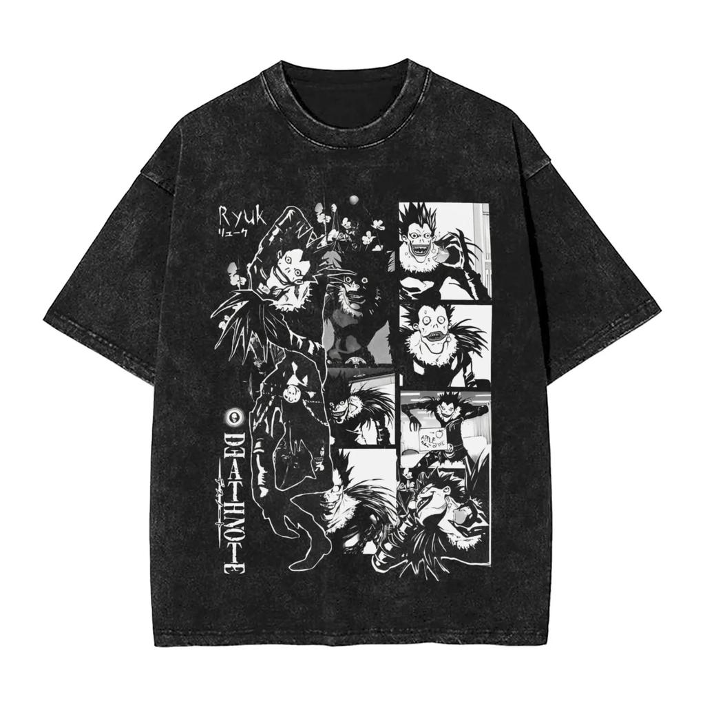 Death Note Manga TShirt Lawliet Graphic Print Tee Washed Loose Short Sleeve Soft Cotton Women And Men Comfortable TShirt