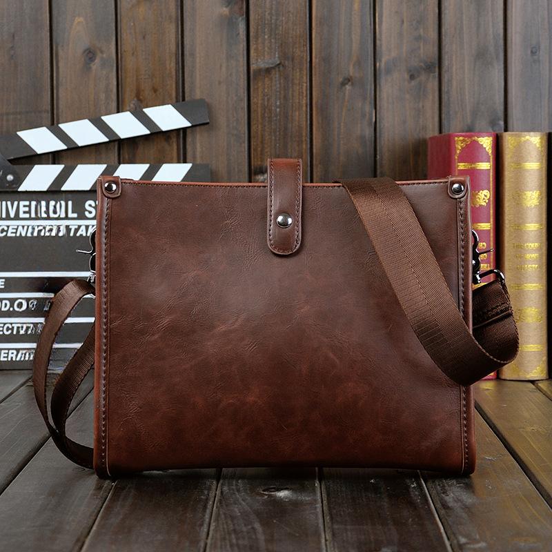 Crazy Horse Leather Men's One-shoulder Crossbody Bags Korean Casual Small Hanging Bag Horizontal Retro Men's Bag