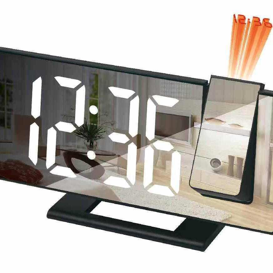 Large Screen LED Projection Alarm Clock with Mirror Display, Multifunctional Digital Clock 3618LP