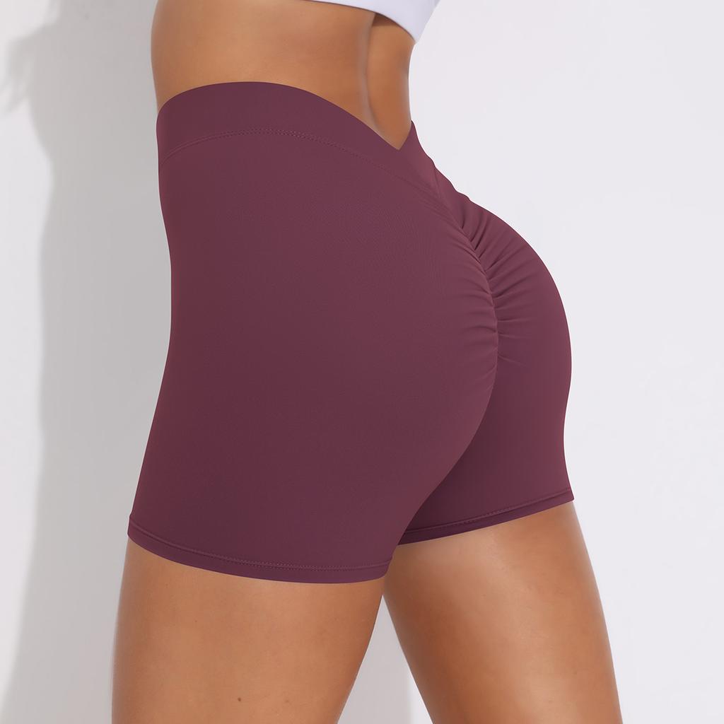 Sexy V-Back Shorts High Waisted Hip Lifting Yoga Shorts Women's Nylon Tight Fitting Shorts Training Sports Fitness Pants