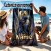 Custom Name Personalized Batman Print Beach Towel, for Trip Camping Beach Party Home Decor, Birthday Gift for Family & Friends