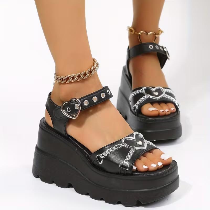 Summer Platform Women Sandals Gothic Lolita Kawaii Girls Luxury Trend Punk Casual Beach Wedges Heel Pink Black Fashion 2026 New