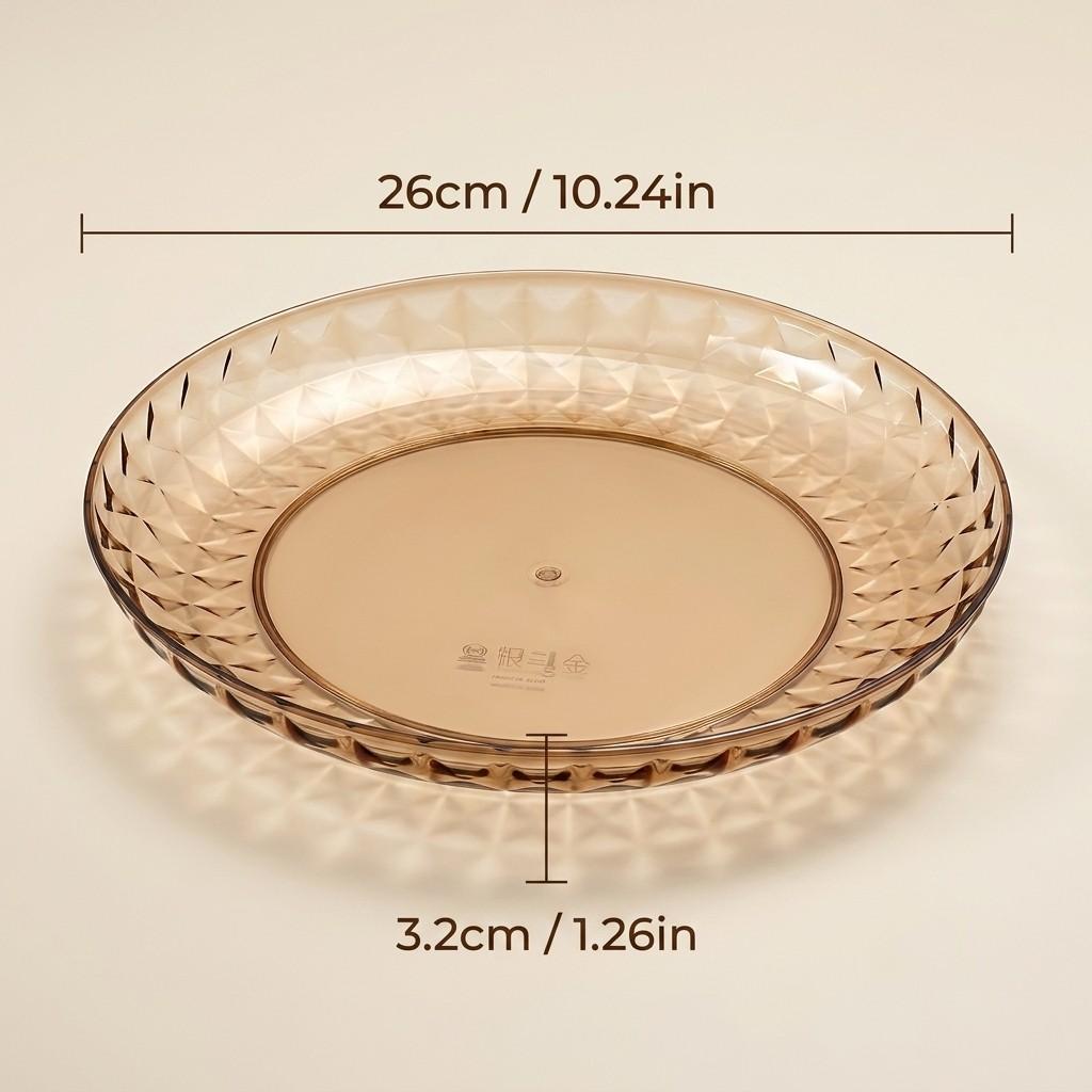 Reusable Plastic Plates Amber PET Dessert Appetizer Serving Dishes Kitchen Tableware Stackable Snack Food Fruit Platter Picnic