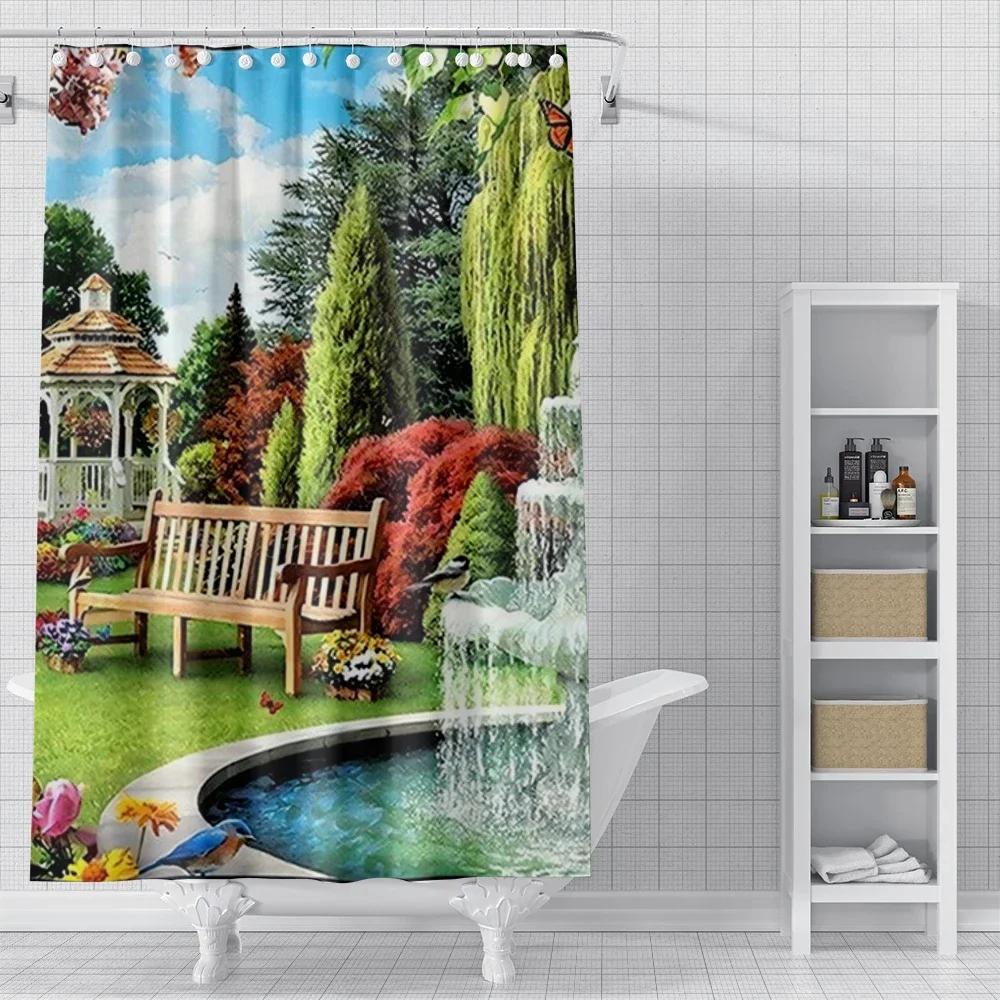 Home Shower Curtains for Bathroom Oil Painting Style Waterproof Fabric Bathroom Curtains Modern Shower Curtain 180x200 240x200