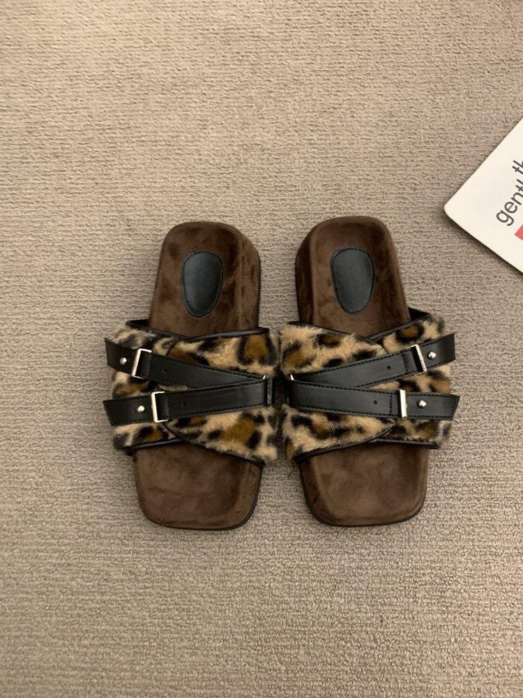

2025 весна и осень новая верхняя одежда леопардовый принт волосы моп хлопковые туфли удобные повседневные туфли на плоской подошве вечерний бриз нежные туфли для волос на толстой подошве 40