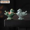 Green Sandstone Horses Flying on Clouds Tea Pet Vintage Exquisite Miniatures Tea Figurine Play Toys Tea Statue Ornaments craft
