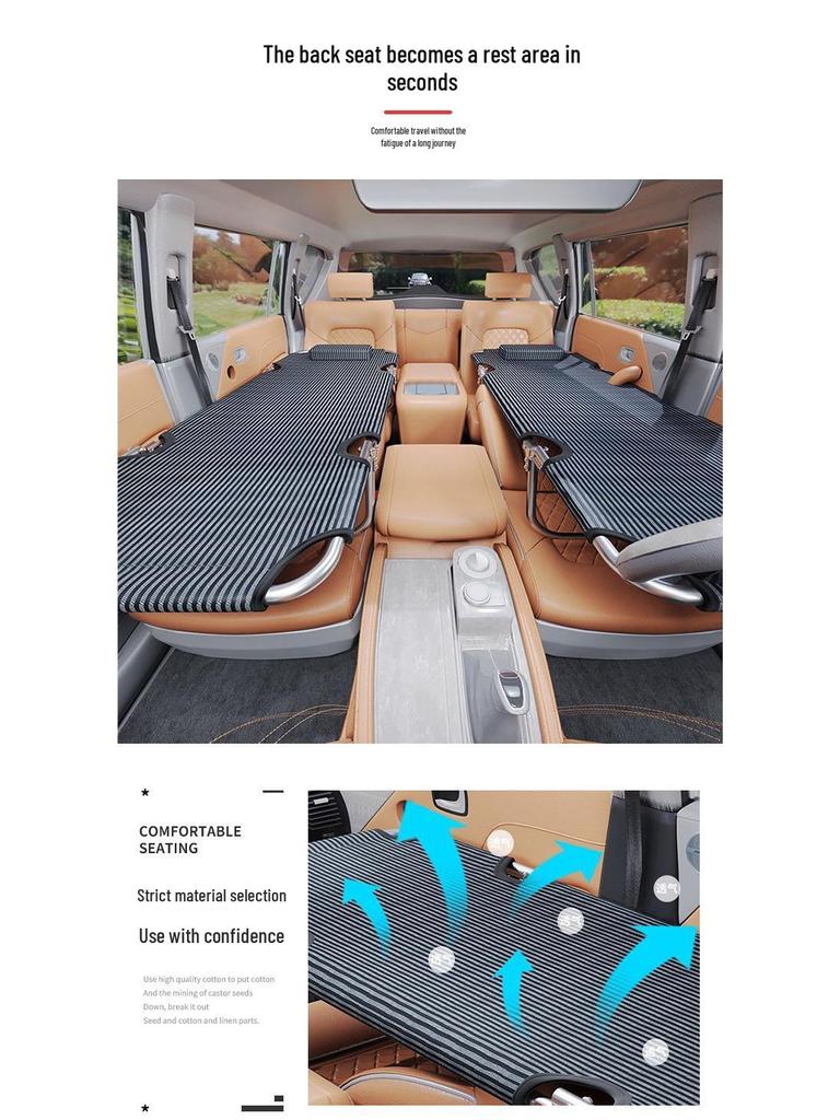 Universal Non-Inflatable Car Rear Seat Folding Travel Bed with Charger