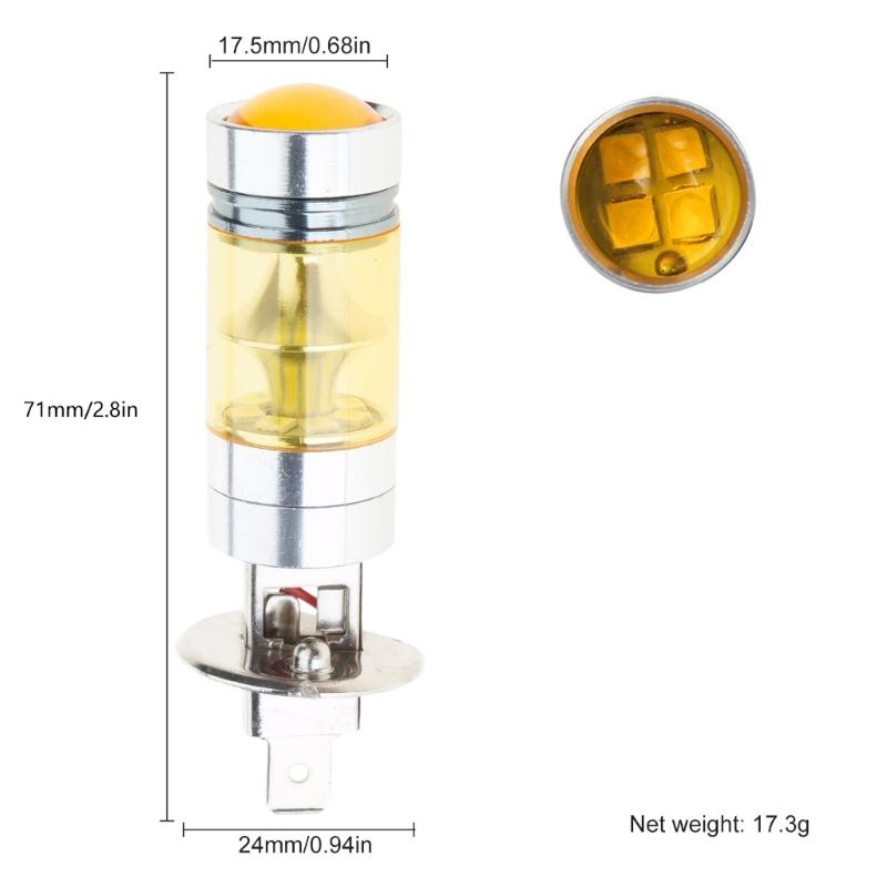 20 LEDs DRL Driving Fog Light Bulbs Fog Lamp Bulb H1 100W Light Bulbs for Car Vehicle 3000K Golden Yellow LED Bulbs