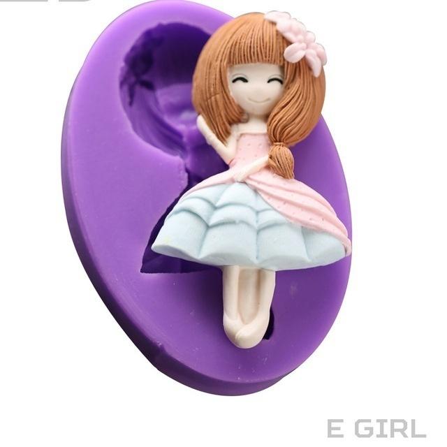 6 Style Girls Princess Silicone Fondant Cake Molds Baby Party Cake Decorating Tools Gumpaste Chocola