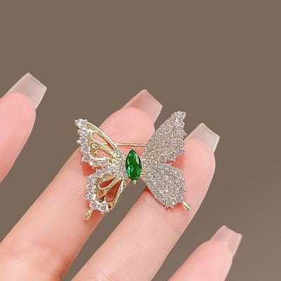Smart Flash Diamond Butterfly Brooch High-End Female Cute Corsage Versatile Anti-Light Buckle Temperament Pin Exquisite Accessories