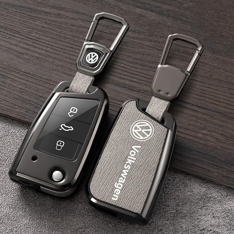 Für VOLKSWAGEN Zinklegierung+Leder Auto Fernbedienung Schlüsselhülle Abdeckung Schutzschale Für VW Volkswagen Polo Golf 7 MK7 Tiguan MK2 Accesso
