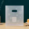 50Pcs Plastic Frosted Snowflake Pattern Coffee Bread Shop Bakery Cookies Pastry Nougat Food Takeaway Handbags Packaging Bags