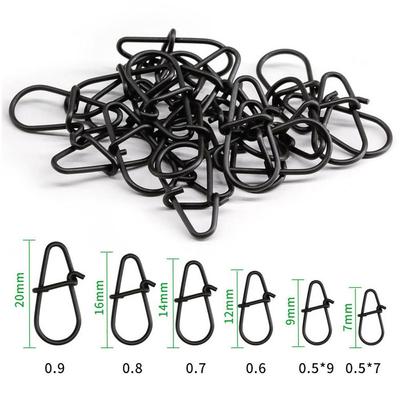 100Pcs/lot Matte Black Snap Fishing Barrel Swivel Safety Snaps Hook Stainless Steel Fishhook Fishing Tackle Box Accessories Tool