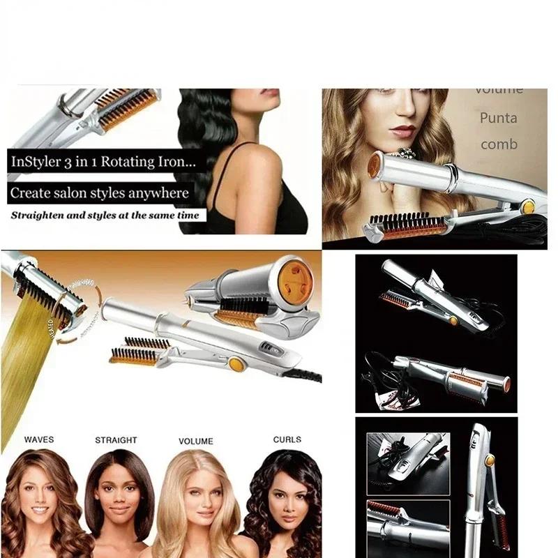 Professional Air Curling Iron Max 2-Way Rotating Hair Curler 2 In 1 Electric Heating Straightening Hair Curler Brushes Instyler