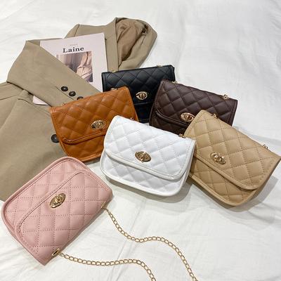 Korean Version of Small Square Bag Women's Bag Small Square Bag Diamond Chain Embroidery Bag