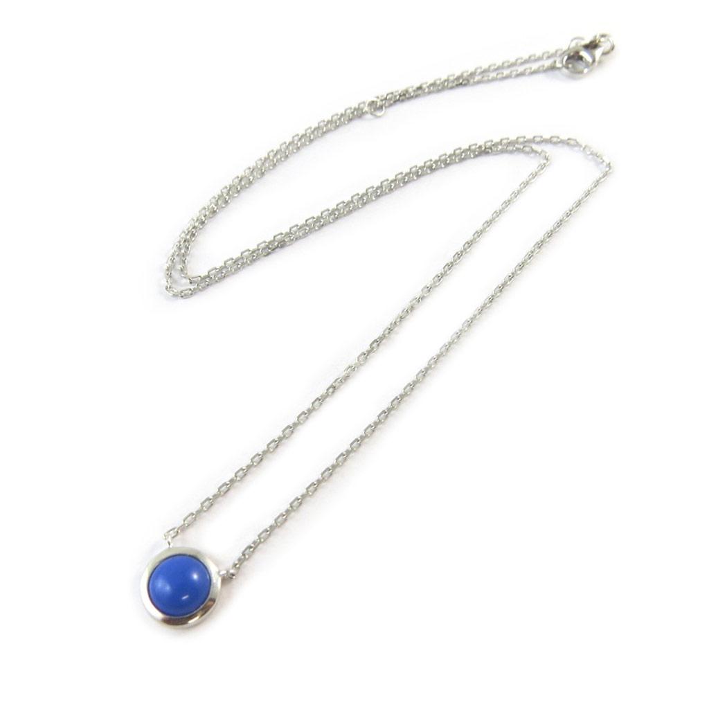 Les Trésors De Lily [P0644] - Blue 'Princess Opal' Silver Necklace (rhodium-plated)