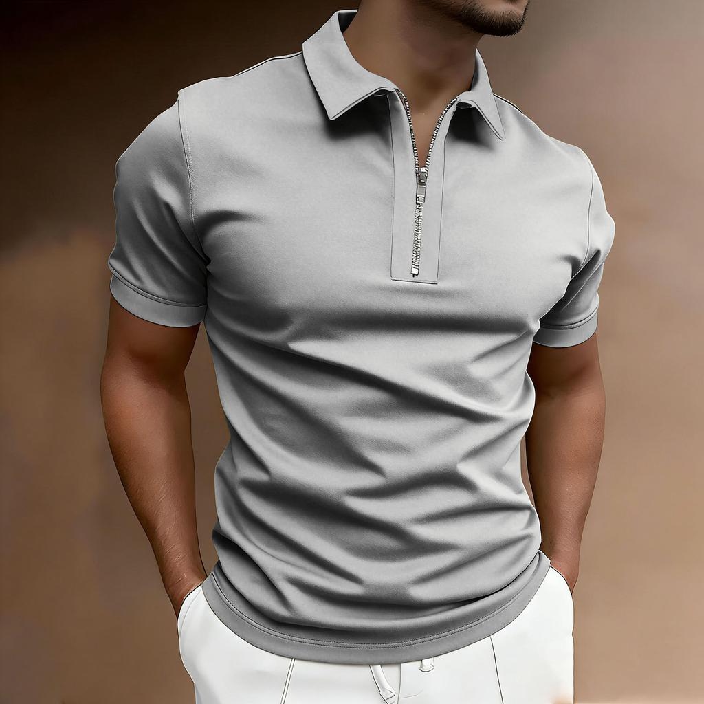 Men's Short-sleeved Button-down T-shirt