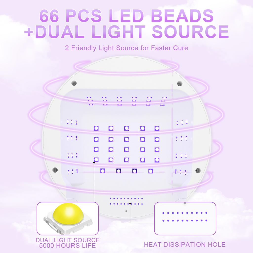 66 Lamp Beads Rechargeable Nail Care Lamp Light Therapy Lamp Quick Drying Nail Care Lamp UV Curing Lamp Wireless Nail Polish Baking Lamp