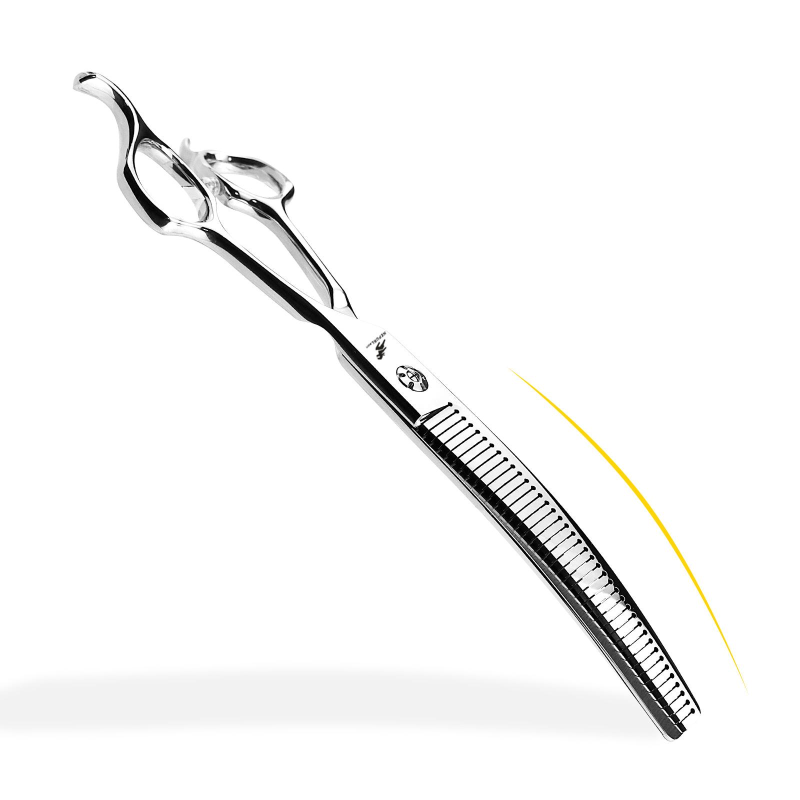 7.0 inch curved tooth scissors, curved fluffy tooth scissors, curved scissors, pet trimming scissors, thin scissors, professional-grade pet division 7.0inch curved fluffy scissors
