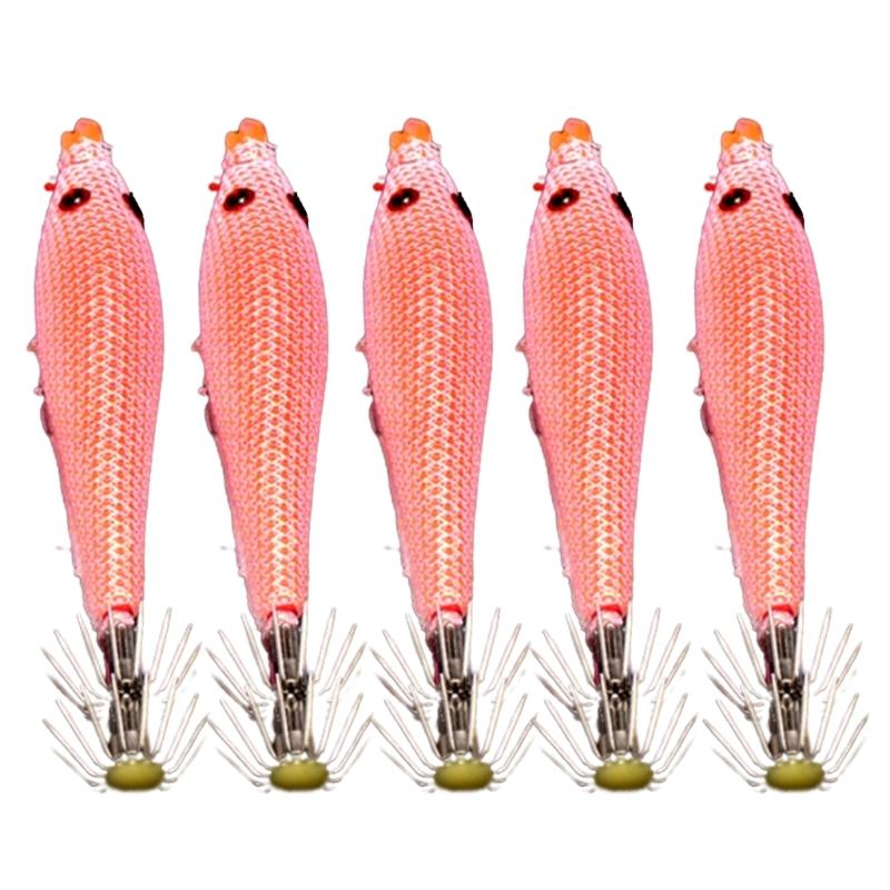 5pcs Squid Jig Hooks Glow Blowing Tube Fishing Hook Artificial Luminous Squid Sleeve Lures Hook Squid Catcher Hard Baits
