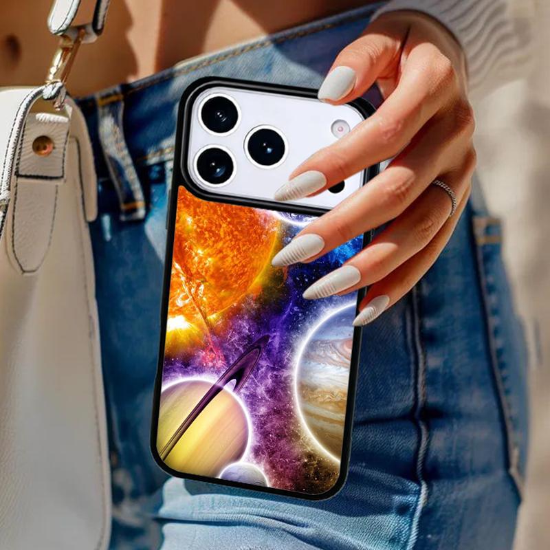 Earth Moon Sun Planet Phone Case For iPhone 17 Air 14 15 13 12 Max Cover For Apple 14 15 16 16e 11 Pro Max Plus