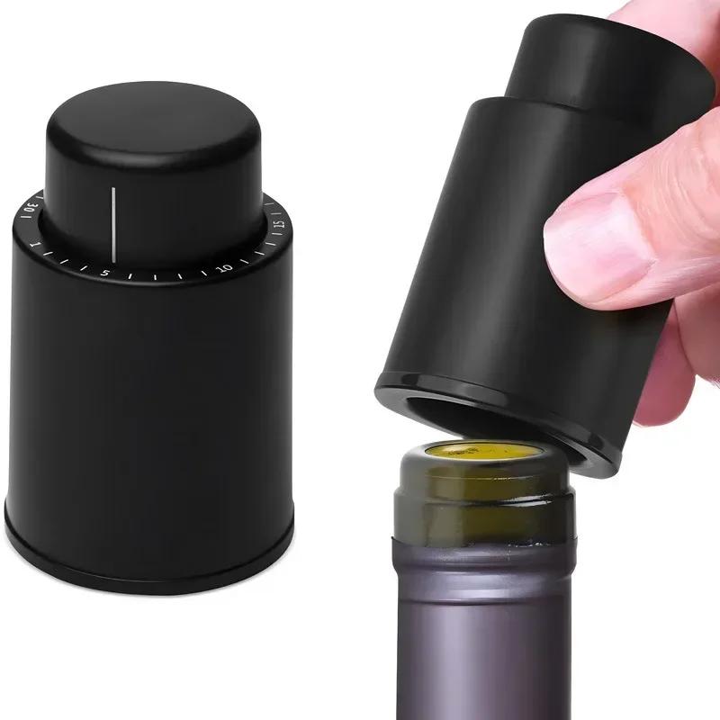 Red Wine Stopper Press-type Vacuum Wine Stopper with Scale Reusable Fresh-keeping Stopper Red Wine Bottle Sealer Bar Tool