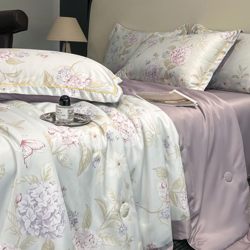 Washable Tencel Summer Quilt Set: Single & Double, Air Conditioning, Machine-Washable, Cool & Thin for Spring & Summer