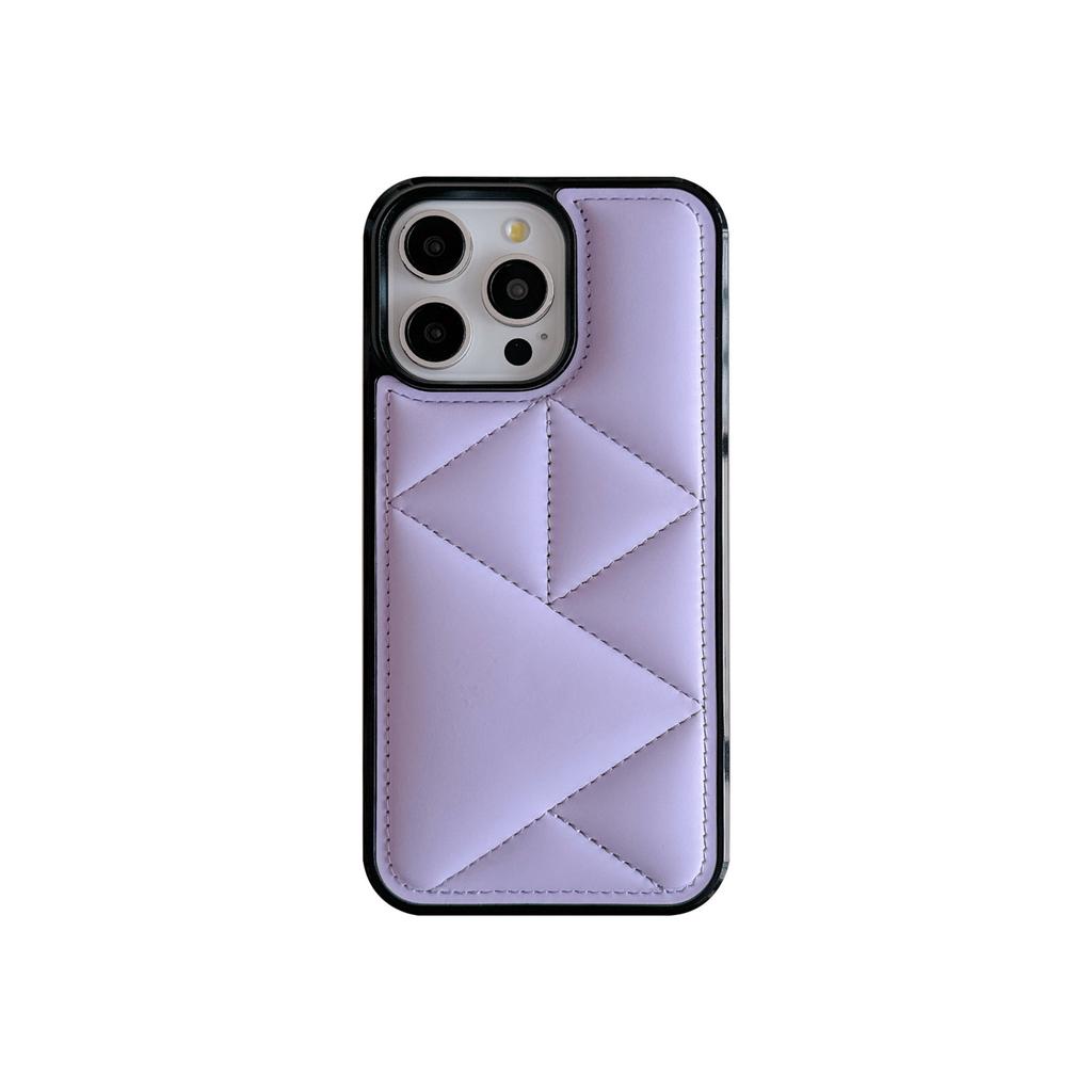 Suitable for iPhone15 mobile phone case 13Pro three-dimensional geometric prismatic solid color leather case 14plus all-inclusive anti-drop