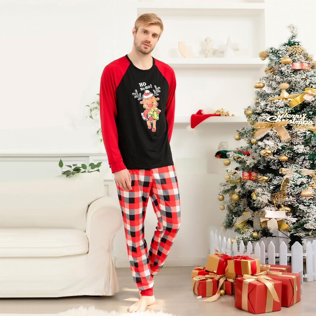 Vánoční rodinná sada pro rodiče a děti Domácí tištěná VÁNOČNÍ PYŽAMÁ Dvoudílná sada
