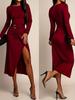 Elegant Retro Slim Fit Skirt with Waist Pleats & Metal Accents