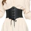 FUBEICHLY  Creations  Black Corset Waist Belt, Waist Belt Costume Lace-Up Black Corset Waist Belt for Adult Women, Renaissance