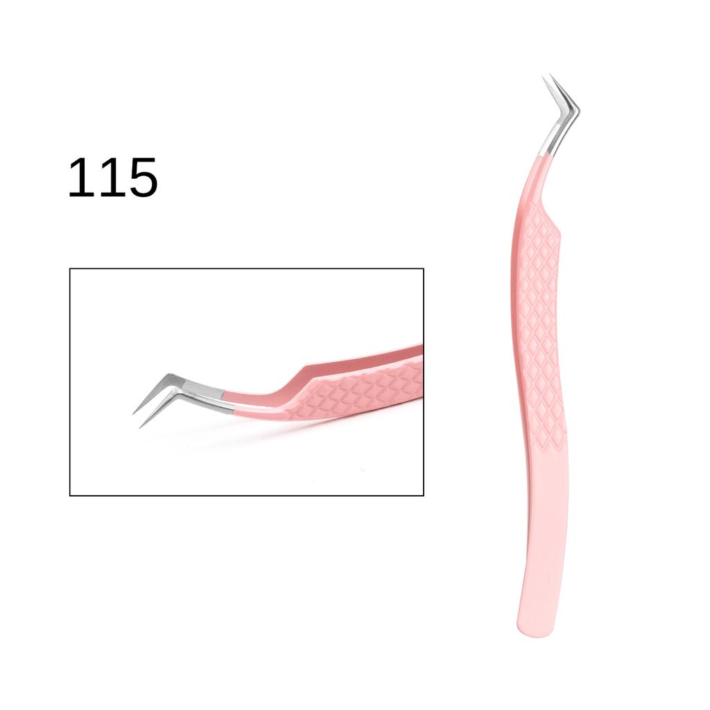 Custom Logo Pink Fiber Tip Lash Tweezers Volume Lash Tweezers Lash Tech 90 Degree Tweezers for Eyelash Extension(NO BOX)