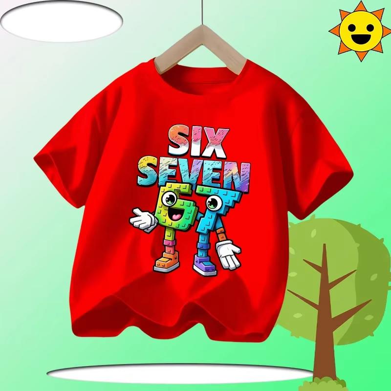 Kids Rainbow Pixel Six Seven Graphic TShirt Soft Cotton Crew Neck Cool Wear for Boys Girlsdf0074 100