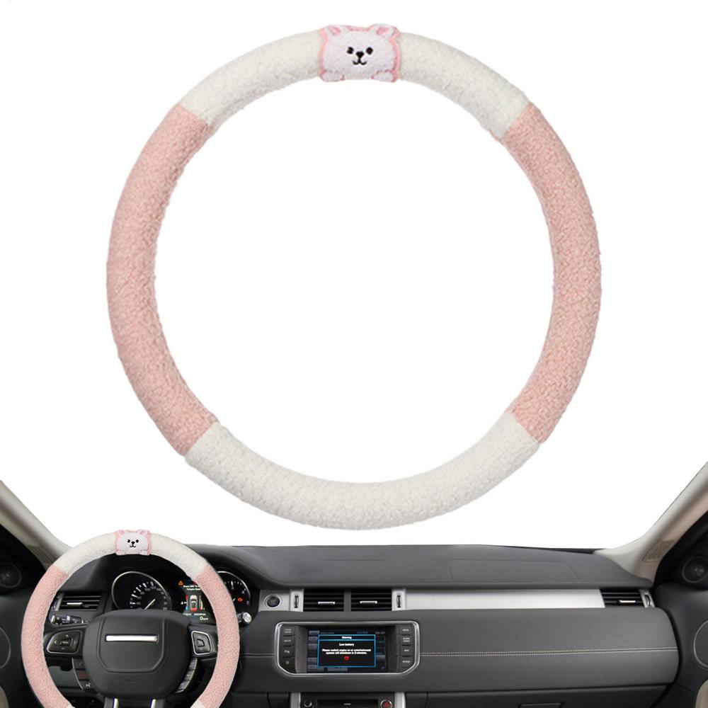

Steering Wheel Cover Men 15 Inch Auto Handle Protector Cute Steering Cover With Animal Design For Decoration Men Women Truck рожевий