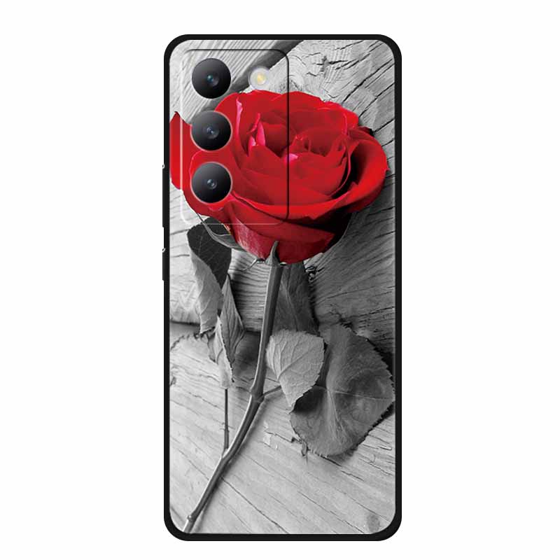 Für vivo V40 SE Hülle Luxus TPU Weiches Silikon Handy Rückabdeckung für vivo V40 SE 5G Schutz Stoßfest Blumen Mädchen Niedlich Hülle
