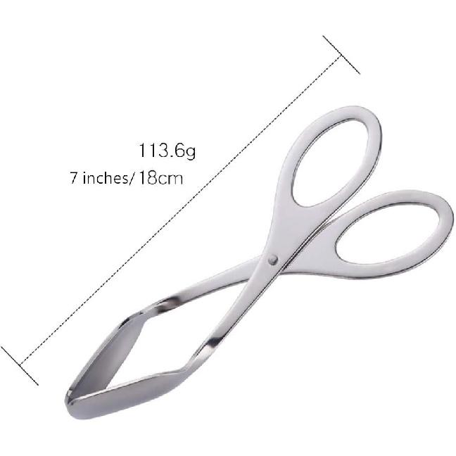 2 Pack 7-Inch Food Tongs for Serving, Thickening 304 Stainless Steel Flatware Buffet Tongs for Salad Cake Bread BBQ, Kitchen Scissor Cooking Tongs,
