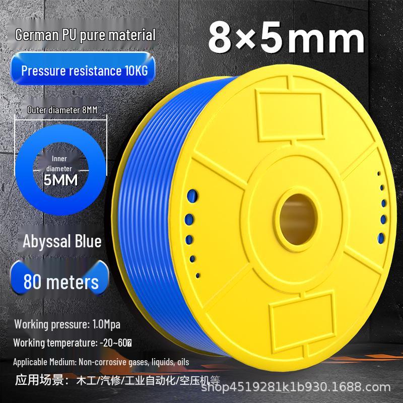 Zhuo Ji 8mm High-Pressure Transparent PU Air Hose for Air Compressors (Sizes: 4/6/10/12/14/16)