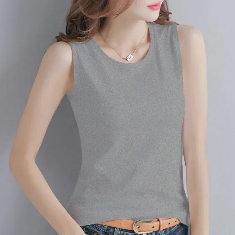 2025 Summer French Minimalist Slimming Sleeveless Racerback Camisole Tank - Solid Color Women's Fashion Innerwear