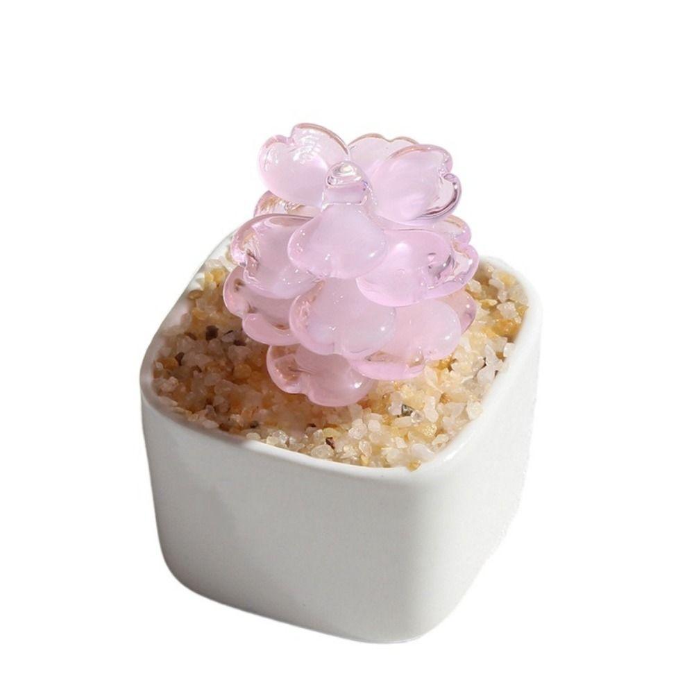 Creatieve Handgemaakte Glazen Potplanten Bloemen Ornament Platte Bodem Schattige Mini Bonsai Levendig Draagbaar Glazen Boeket Beeld Thuis
