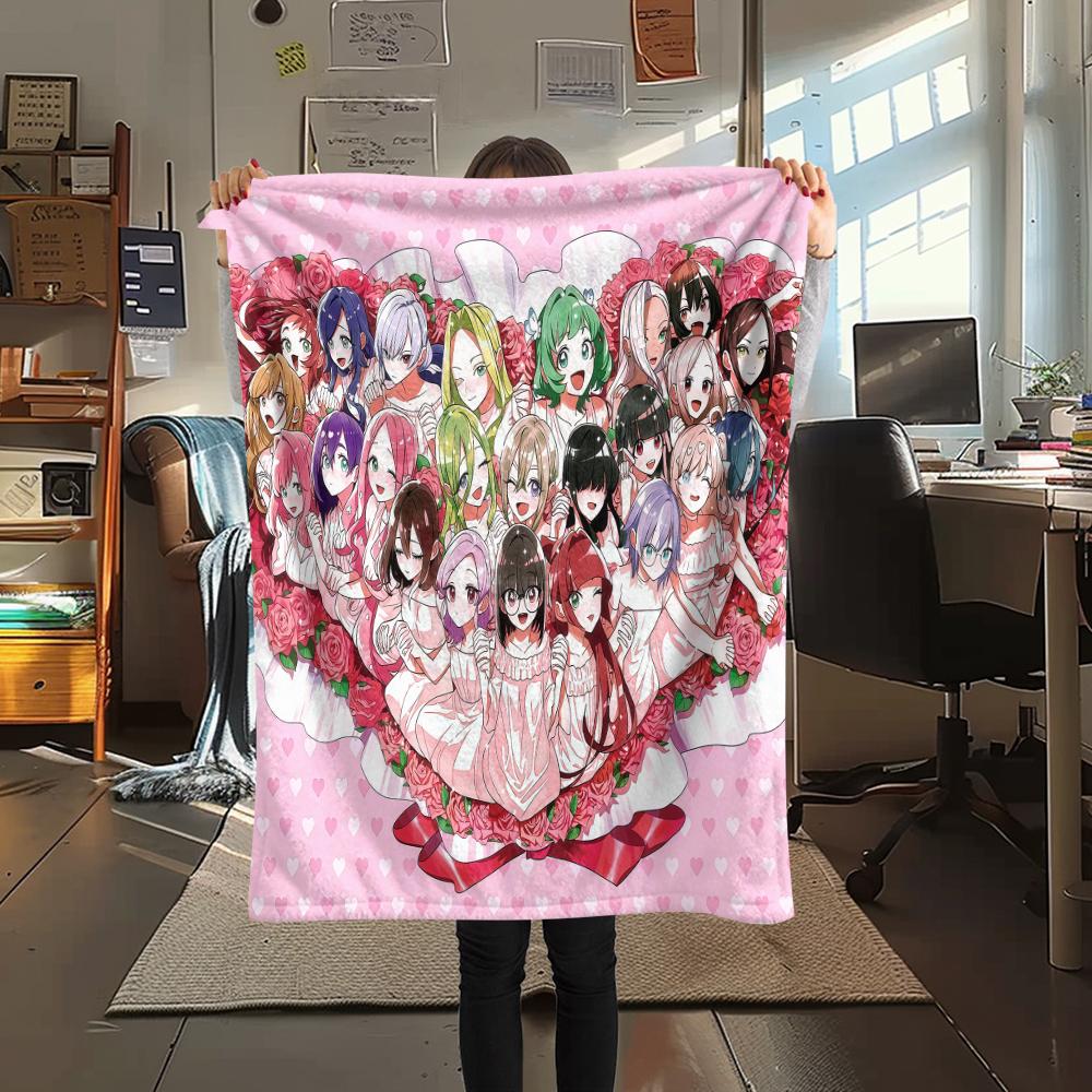 1PC The 100 Girlfriends Print Flannel Blanket, High quality All Seasons, Home Decor, Warmth and Comfort, Perfect for Christmas Gifts