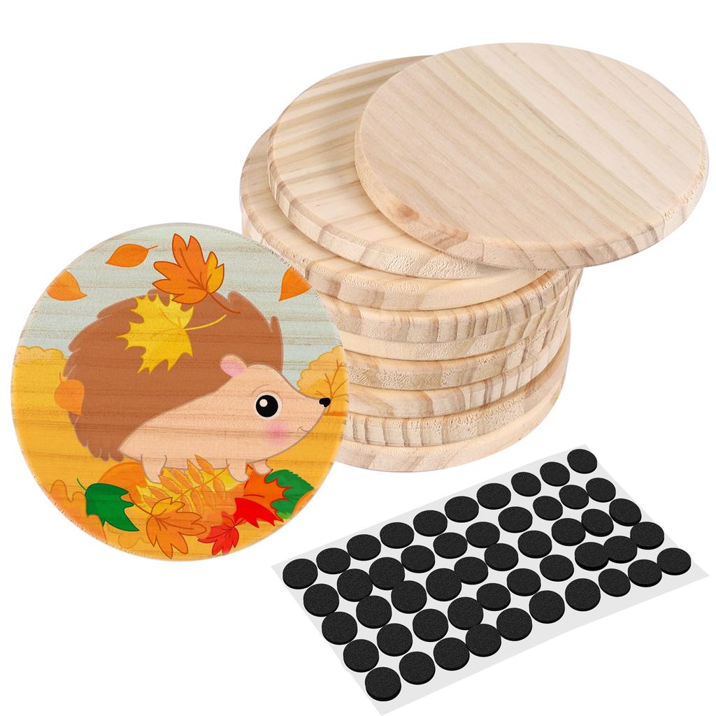 Good-Unfinished Wood Coasters 4 Inch Round Blank Wooden Coasters Crafts DIY Stained Painting Wood Engraving Home Decoration