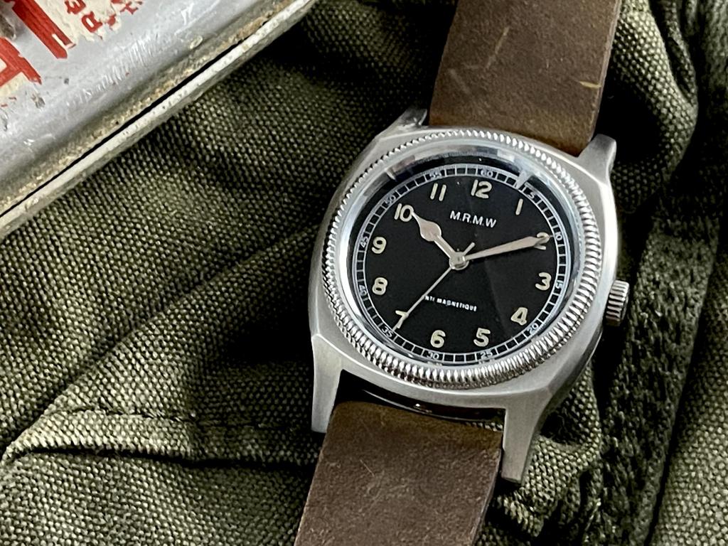 Majetek Big Turtle Military Watch with Brown Genuine Leather Crazy Horse Strap M.R.M.W. Men's 3-Hand