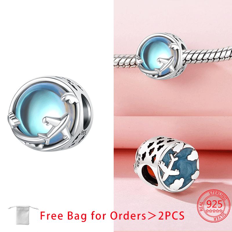 Original Copper Charms Earth Plane Ticket Suitcase Camera Beads Pendant Fit Bracelet Diy Fine Women Jewelry Gift